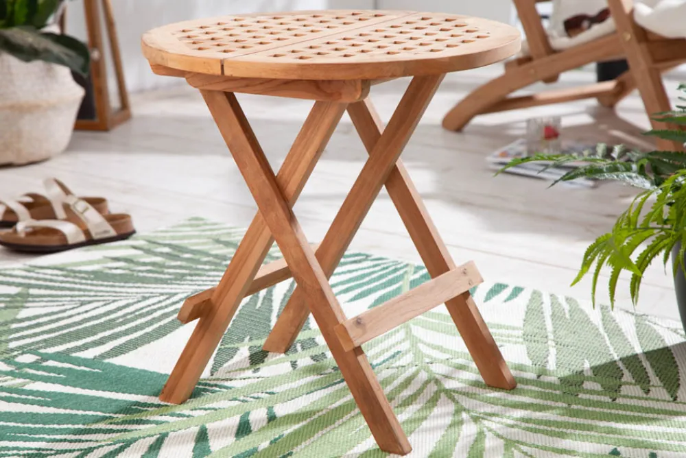 Riess-Ambiente Beistelltische|Mehr... > Wetterfester Beistelltisch EMPIRE TEAK 50cm Massivholz rund klappbar Outdoor Gartentisch