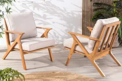 Riess-Ambiente Mehr...|Massivholzstühle > Wetterfester Gartenstuhl COMFORT LINE natur beige Akazienholz Loungesessel