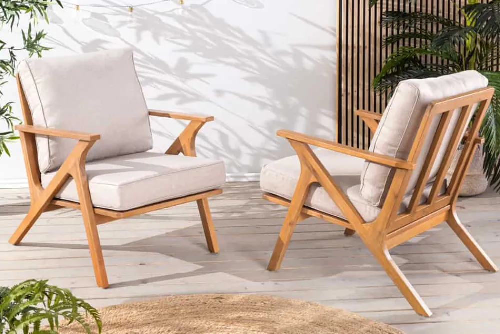 Riess-Ambiente Mehr...|Massivholzstühle > Wetterfester Gartenstuhl COMFORT LINE natur beige Akazienholz Loungesessel