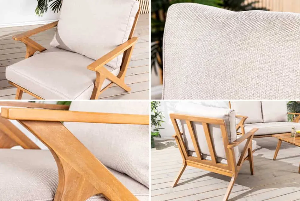 Riess-Ambiente Mehr...|Massivholzstühle > Wetterfester Gartenstuhl COMFORT LINE natur beige Akazienholz Loungesessel