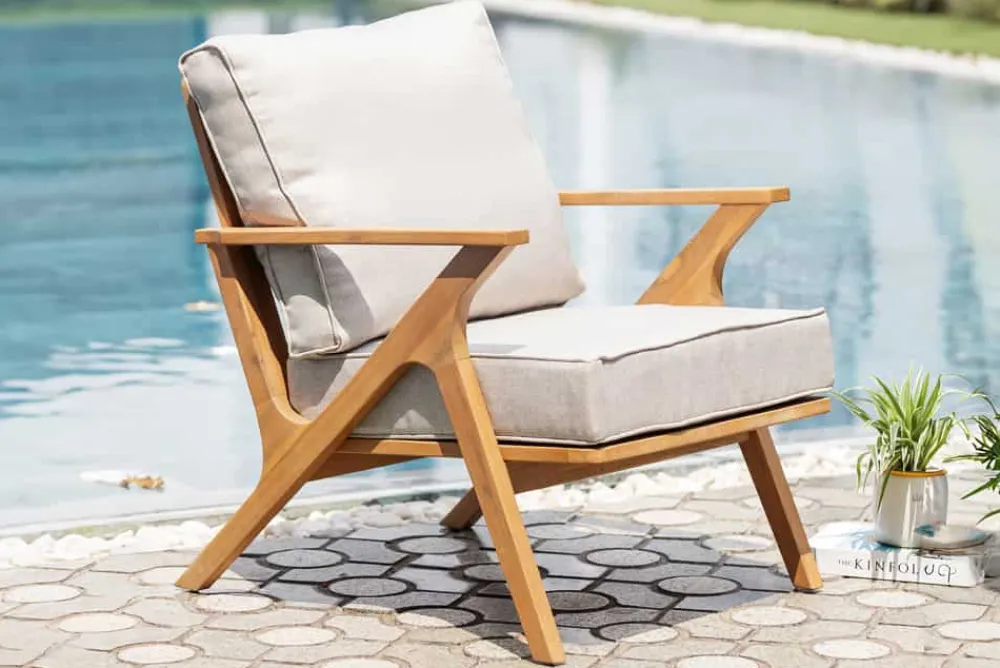 Riess-Ambiente Mehr...|Massivholzstühle > Wetterfester Gartenstuhl COMFORT LINE natur beige Akazienholz Loungesessel