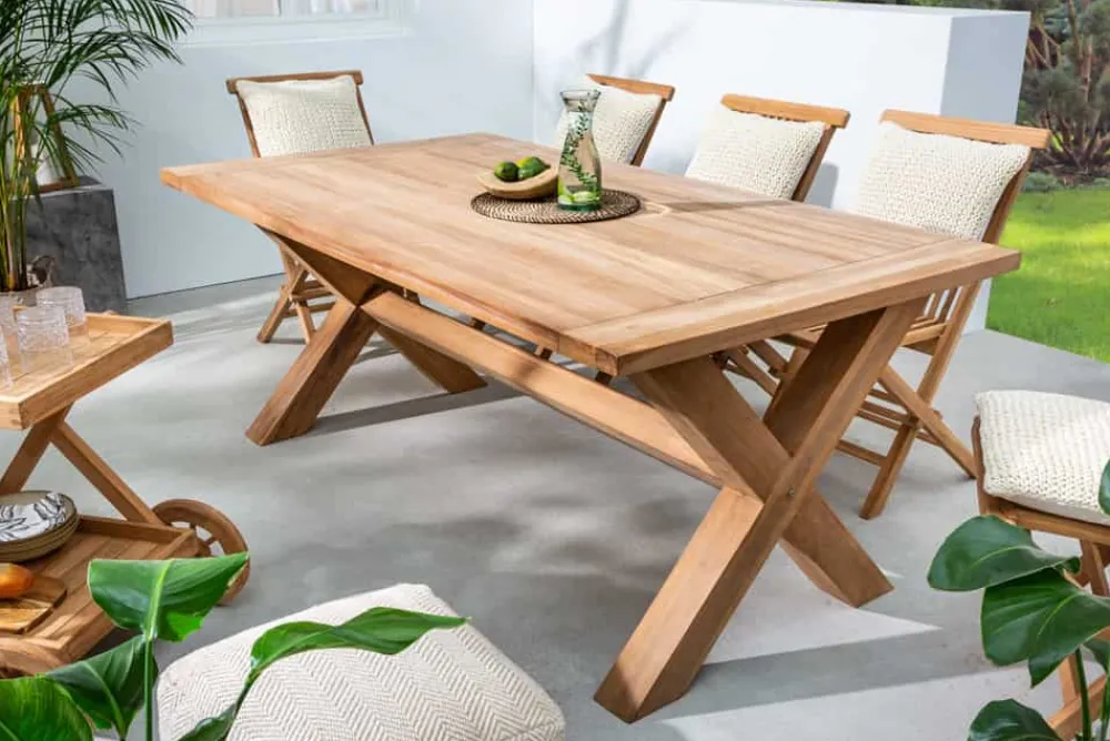 Riess-Ambiente Mehr...|Massivholz Gartenmöbel > Wetterfester Gartentisch EMPIRE TEAK 160cm natur Teakholz Massivholz Outdoor-Esstisch