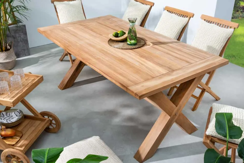 Riess-Ambiente Mehr...|Massivholz Gartenmöbel > Wetterfester Gartentisch EMPIRE TEAK 160cm natur Teakholz Massivholz Outdoor-Esstisch