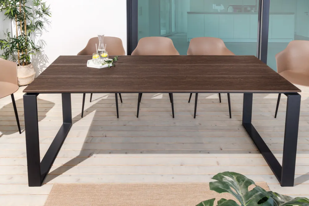 Riess-Ambiente Industrial Loft|Esstische > Wetterfester Gartentisch FLOATING 210cm braun schwarz Aluminium Outdoor Esstisch modern