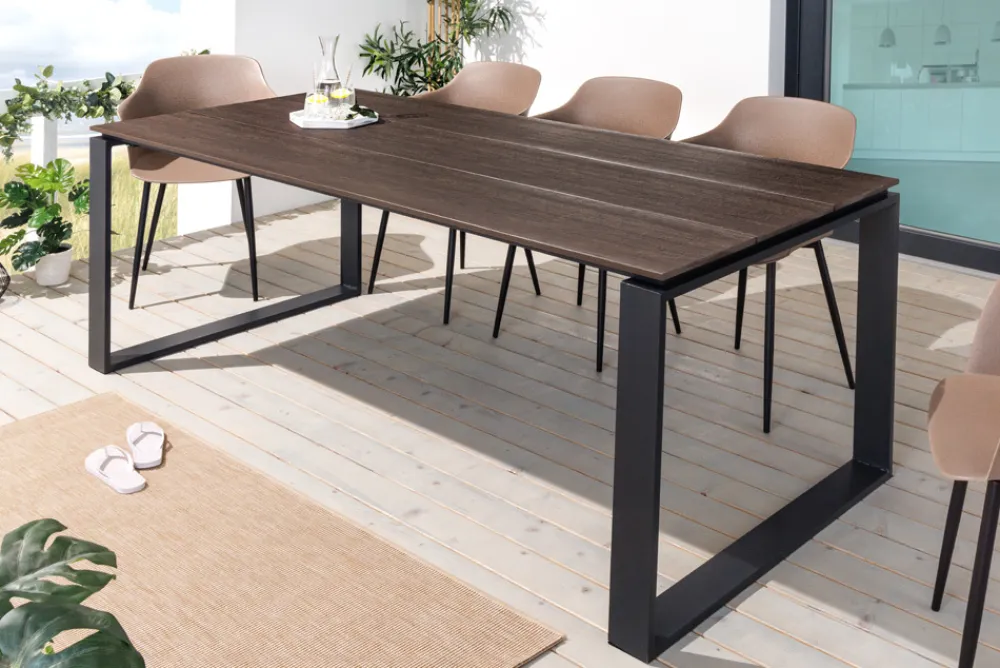Riess-Ambiente Industrial Loft|Esstische > Wetterfester Gartentisch FLOATING 210cm braun schwarz Aluminium Outdoor Esstisch modern
