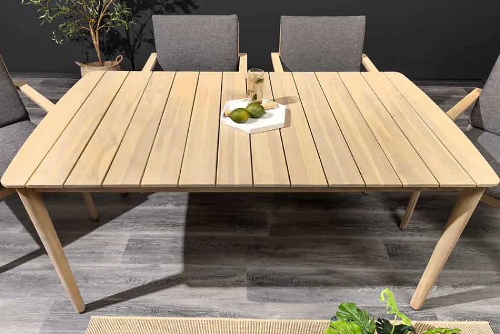 Riess-Ambiente Mehr...|Massivholz Gartenmöbel > Wetterfester Gartentisch KOPENHAGEN 160cm natur Akazie Massivholz Bootsform Outdoor