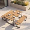 Riess-Ambiente Gartentische > Wetterfester Gartentisch TAMPA LOUNGE 125cm grau natur Aluminium Metall Holz-Design Outdoor