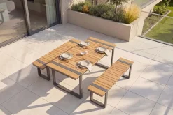 Riess-Ambiente Gartentische > Wetterfester Gartentisch TAMPA LOUNGE 125cm grau natur Aluminium Metall Holz-Design Outdoor