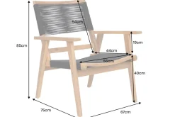 Riess-Ambiente Gartenstühle > Wetterfestes 2er Set Gartenstuhl BALI ROPE natur anthrazit Akazienholz Loungesessel
