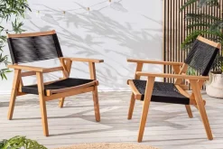 Riess-Ambiente Gartenstühle > Wetterfestes 2er Set Gartenstuhl BALI ROPE natur anthrazit Akazienholz Loungesessel