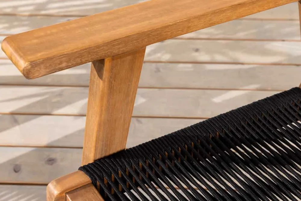 Riess-Ambiente Gartenstühle > Wetterfestes 2er Set Gartenstuhl BALI ROPE natur anthrazit Akazienholz Loungesessel