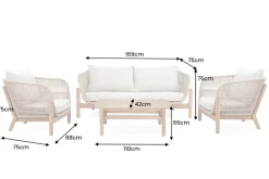 Riess-Ambiente Sitzgruppen > Wetterfestes Gartenlounge Set ROPE natur beige Akazienholz Aluminium inkl. Tisch Sitzpolster