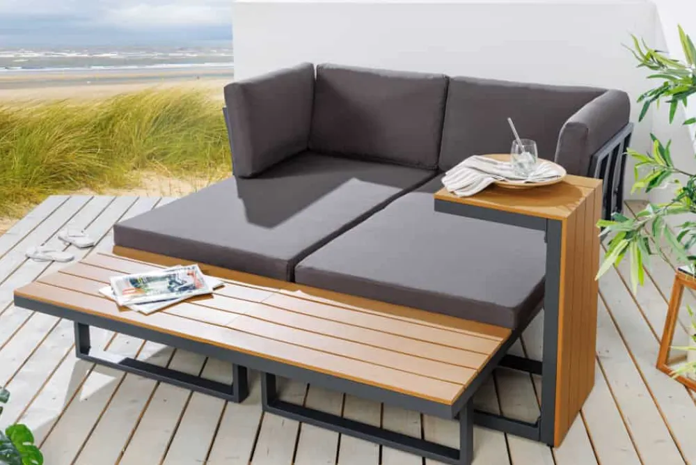 Riess-Ambiente Skandinavisch|Sitzgruppen > Wetterfestes Gartenmöbel Set IBIZA MODULAR LOUNGE 250cm anthrazit Aluminium inkl. Sitzpolster