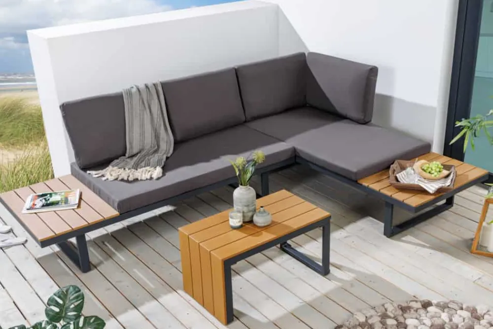 Riess-Ambiente Skandinavisch|Sitzgruppen > Wetterfestes Gartenmöbel Set IBIZA MODULAR LOUNGE 250cm anthrazit Aluminium inkl. Sitzpolster