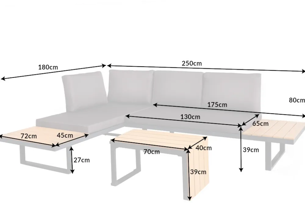 Riess-Ambiente Skandinavisch|Sitzgruppen > Wetterfestes Gartenmöbel Set IBIZA MODULAR LOUNGE 250cm anthrazit Aluminium inkl. Sitzpolster