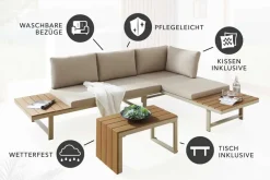 Riess-Ambiente Sitzgruppen > Wetterfestes Gartenmöbel Set IBIZA MODULAR LOUNGE 250cm champagner greige Aluminium
