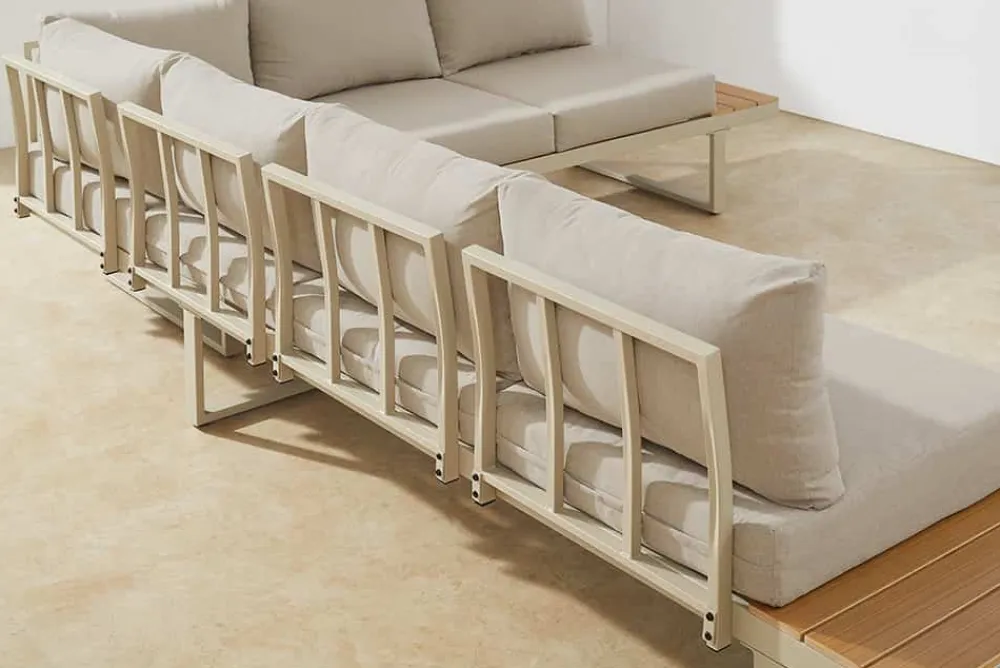 Riess-Ambiente Skandinavisch|Sitzgruppen > Wetterfestes Gartenmöbel Set IBIZA GRAND 280cm greige Aluminium inkl. Sitzpolster