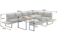 Riess-Ambiente Skandinavisch|Sitzgruppen > Wetterfestes Gartenmöbel Set IBIZA GRAND 280cm anthrazit Aluminium inkl. Sitzpolster