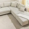 Riess-Ambiente Skandinavisch|Ecksofa > Wohnlandschaft KENT 220cm beige Strukturstoff Ecksofa Federkern inkl. Hocker