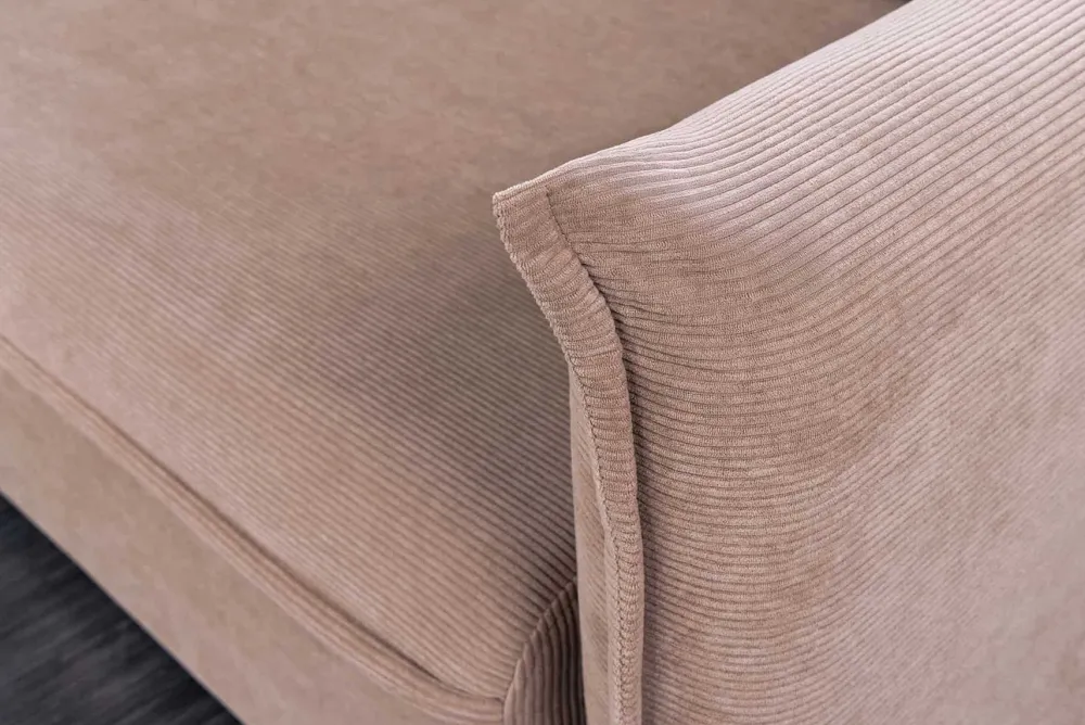 Riess-Ambiente Retro Möbel|3-Sitzer Sofa > XXL Sofa mit Schlaffunktion APARTMENT taupe Cord inkl. Bettkasten und Kissen