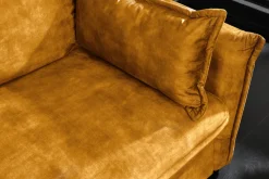 Riess-Ambiente Samt Möbel|Retro Möbel > XXL Sofa mit Schlaffunktion APARTMENT senfgelb Samt inkl. Bettkasten und Kissen