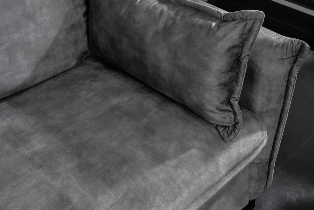 Riess-Ambiente Samt Möbel|Retro Möbel > XXL Sofa mit Schlaffunktion APARTMENT grau Samt inkl. Bettkasten und Kissen