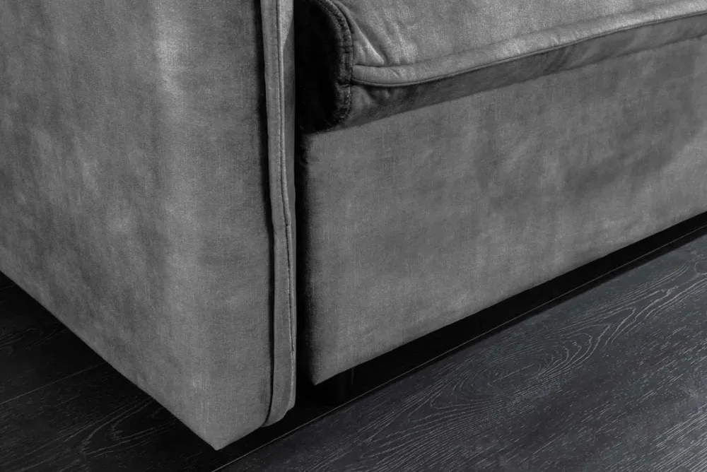 Riess-Ambiente Samt Möbel|Retro Möbel > XXL Sofa mit Schlaffunktion APARTMENT grau Samt inkl. Bettkasten und Kissen