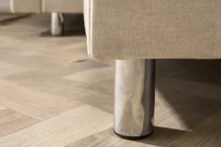 Riess-Ambiente Skandinavisch|Xxl Sofa > XXL Wohnlandschaft KENT 305cm champagner beige Vogue Velours Samt Federkern mit Hocker