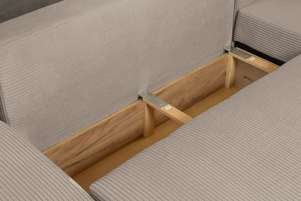 Riess-Ambiente Xxl Sofa > XXL Wohnlandschaft LODGE 315cm greige Cord Sofa mit Schlaffunktion und Stauraum