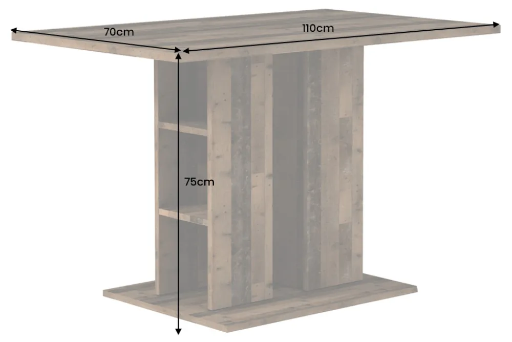 Riess-Ambiente Esstische > Zeitloser Esstisch MODENA 110cm natur Altholz-Optik mit Stauraum